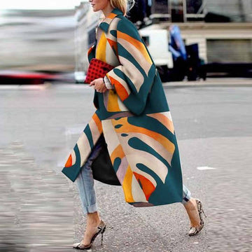 Woochic veste pour femmes col revers motifs géométriques vert S